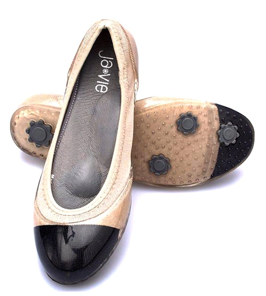 Ja-Vie: Chic Black & Nude Jelly Flats – Effortless Style for Every Day