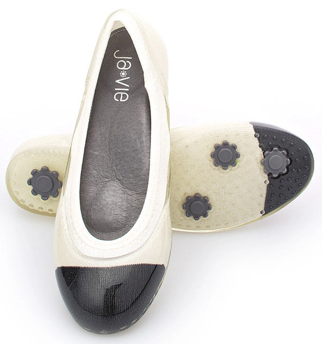 Ja-Vie Chic Black Caps & White Jelly Flats Duo